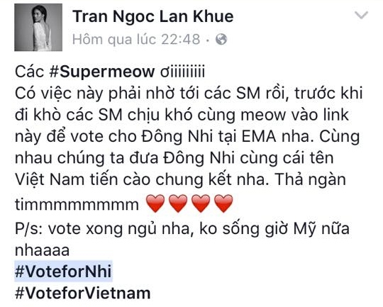 Mỹ Tâm, Hà Hồ, Thu Thảo cùng dàn sao đồng loạt kêu gọi ủng hộ Đông Nhi tại EMA 2016 - Ảnh 8.