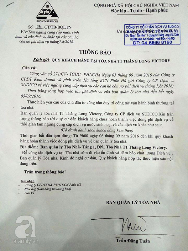 Chung cư Thăng Long Victory (Hà Nội): Phí dịch vụ cao, hộ dân nào không đóng thì bị... cắt nước - Ảnh 4.