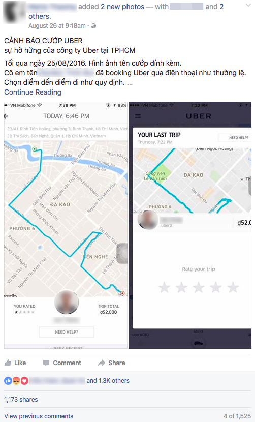 Câu chuyện về việc tài xế Uber cố tình chở khách vào hẻm nhỏ để khống chế, cướp tài sản gây hoang mang cộng đồng mạng.