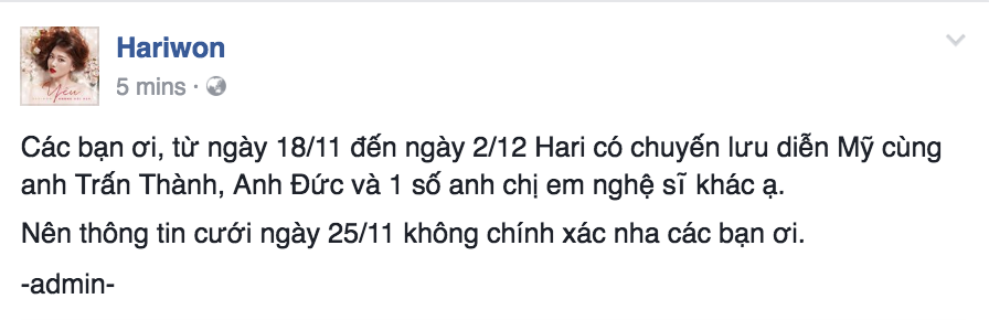 Trấn Thành và Hari Won sẽ tổ chức đám cưới vào ngày 25/11? - Ảnh 2. Trấn Thành và Hari Won sẽ tổ chức đám cưới vào ngày 25/11? - Ảnh 2.