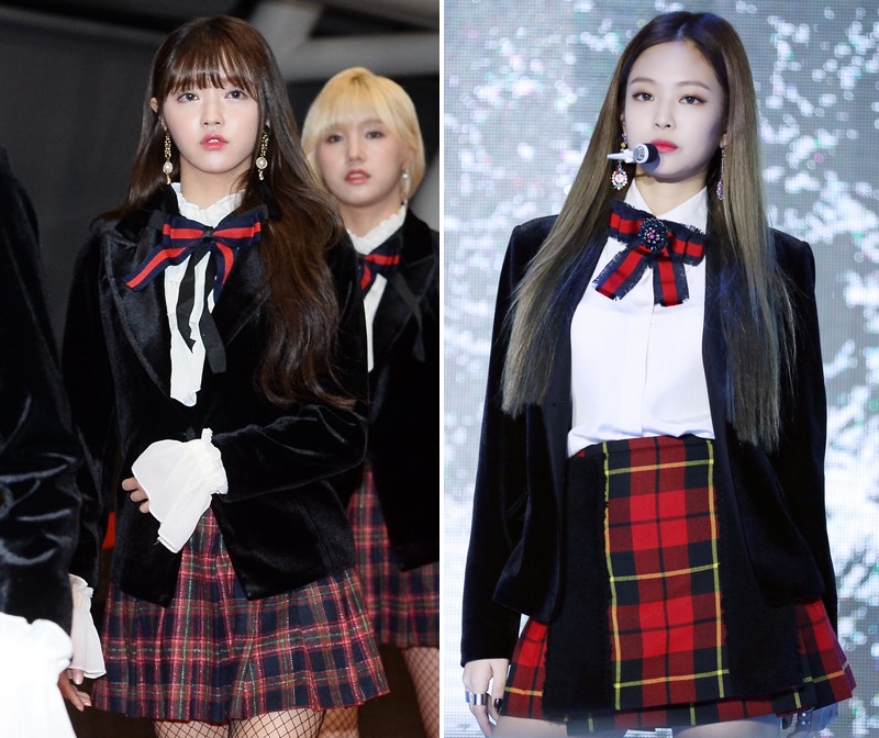 Oh My Girl bị tố đạo cả trang phục lẫn phụ kiện hàng hiệu của Jennie Kim - Ảnh 5. Oh My Girl bị tố đạo cả trang phục lẫn phụ kiện hàng hiệu của Jennie Kim - Ảnh 5.