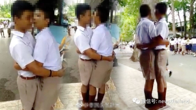 Can tội đánh nhau, 2 nam sinh Thái Lan bị phạt ôm hôn 100 lần trước đám đông - Ảnh 1