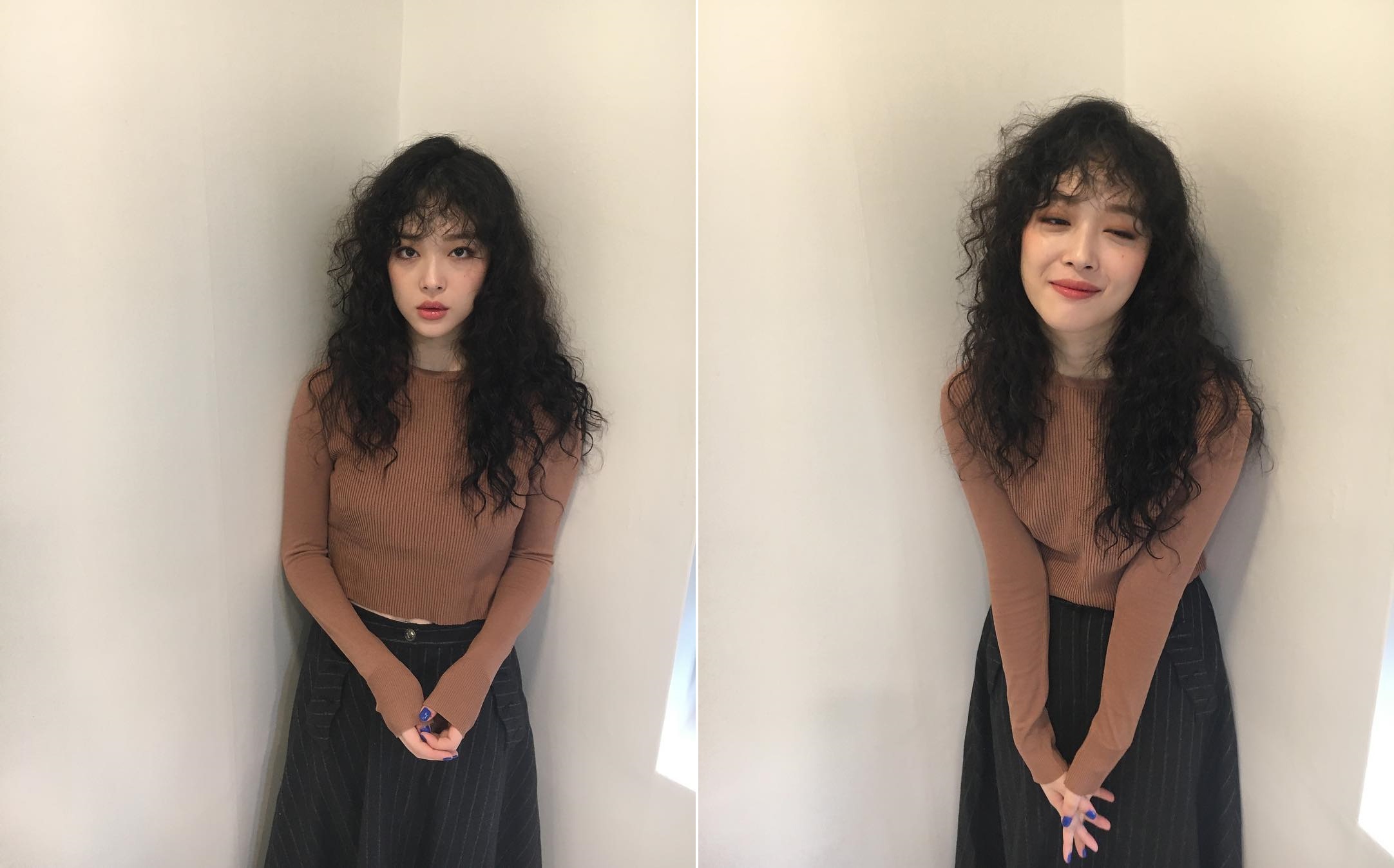 Chán tóc xoăn nhẹ nhàng, con gái Hàn rủ nhau làm tóc xoăn xù mì hoài cổ giống Sulli - Ảnh 2. Chán tóc xoăn nhẹ nhàng, con gái Hàn rủ nhau làm tóc xoăn xù mì hoài cổ giống Sulli - Ảnh 2.