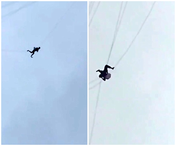 Bùng tiền thuê phòng, người đàn ông liều mình đu cáp truyền thông ở độ cao gần 60 mét để tẩu thoát - Ảnh 3. Bùng tiền thuê phòng, người đàn ông liều mình đu cáp truyền thông ở độ cao gần 60 mét để tẩu thoát - Ảnh 3.