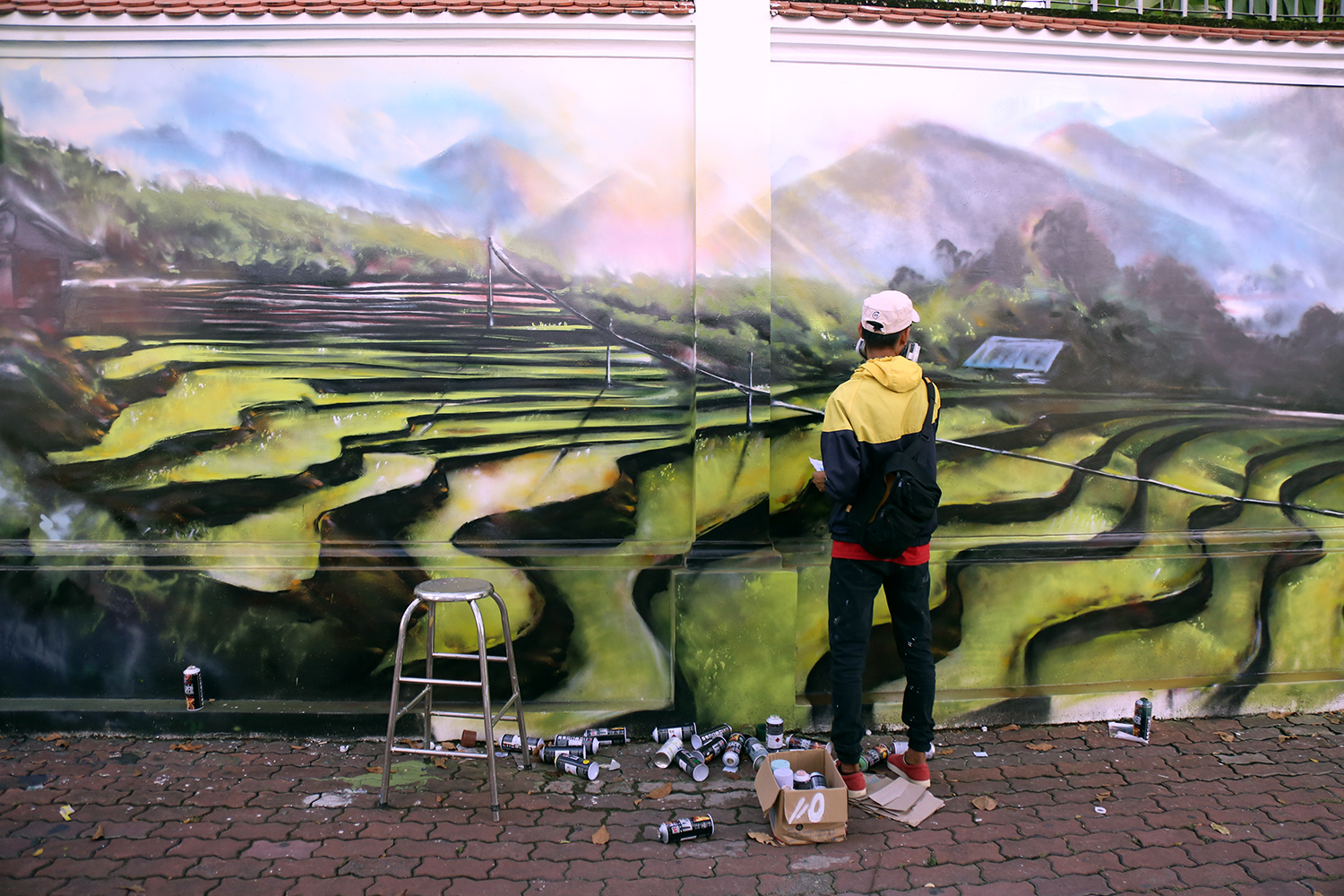 Bức tường cũ kỹ dài 60m bỗng biến thành những bức tranh phong cảnh quê hương 3 miền giữa Sài Gòn - Ảnh 3. Bức tường cũ kỹ dài 60m bỗng biến thành những bức tranh phong cảnh quê hương 3 miền giữa Sài Gòn - Ảnh 3.
