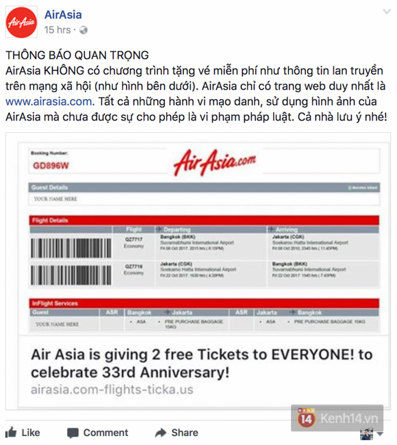 Facebook đang rộ lên trò lừa đảo tặng vé máy bay, bạn phải cẩn thận - Ảnh 8. Facebook đang rộ lên trò lừa đảo tặng vé máy bay, bạn phải cẩn thận - Ảnh 8.