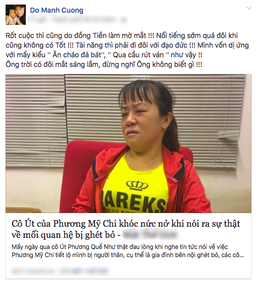 Phương Mỹ Chi bị tố vô ơn, NTK Đỗ Mạnh Cường lên tiếng chỉ trích: Do đồng tiền làm mờ mắt - Ảnh 2. Phương Mỹ Chi bị tố vô ơn, NTK Đỗ Mạnh Cường lên tiếng chỉ trích: Do đồng tiền làm mờ mắt - Ảnh 2.