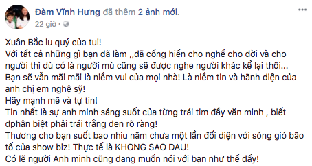 Hồ Ngọc Hà, Đàm Vĩnh Hưng và hàng loạt sao Việt lên tiếng ủng hộ, động viên Xuân Bắc - Ảnh 2.