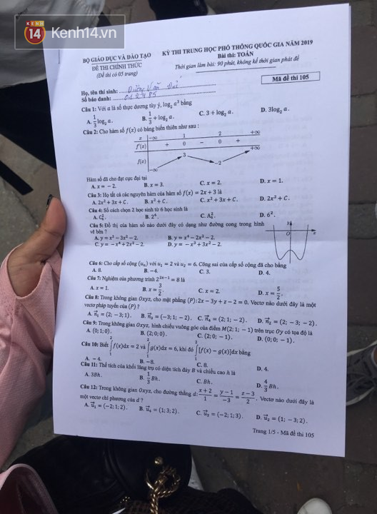 Đáp án đề thi Toán THPT quốc gia 2019 (đã xong tất cả 24 mã đề) - Ảnh 25.