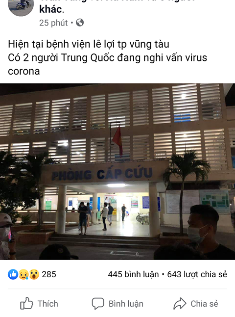 Phạt 15 triệu đối với thanh niên ở Vũng Tàu tung tin không chính xác về dịch cúm virus corona  - Ảnh 2.