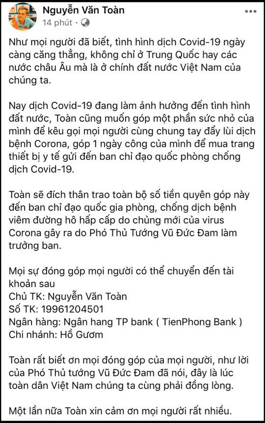 Dàn tuyển thủ Việt Nam kêu gọi cộng đồng chung tay chống dịch Covid-19. - Ảnh 2. Dàn tuyển thủ Việt Nam kêu gọi cộng đồng chung tay chống dịch Covid-19. - Ảnh 2.
