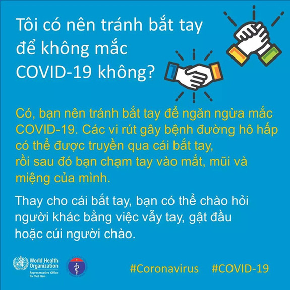 Bộ Y Tế và WHO khuyến cáo tránh bắt tay trong mùa dịch, chỉ dẫn cách chào hỏi an toàn nhất - Ảnh 2.