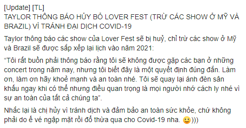 Taylor Swift huỷ bỏ tất cả các show diễn trong năm 2020, fan tiện thể cà khịa Justin Bieber vì huỷ show vì dịch chứ không phải vì ế vé? - Ảnh 3.