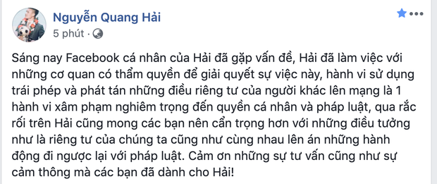 Quang Hải bị hack Facebook, lộ đoạn tin nhắn nhạy cảm về chuyện yêu đương - Ảnh 2.