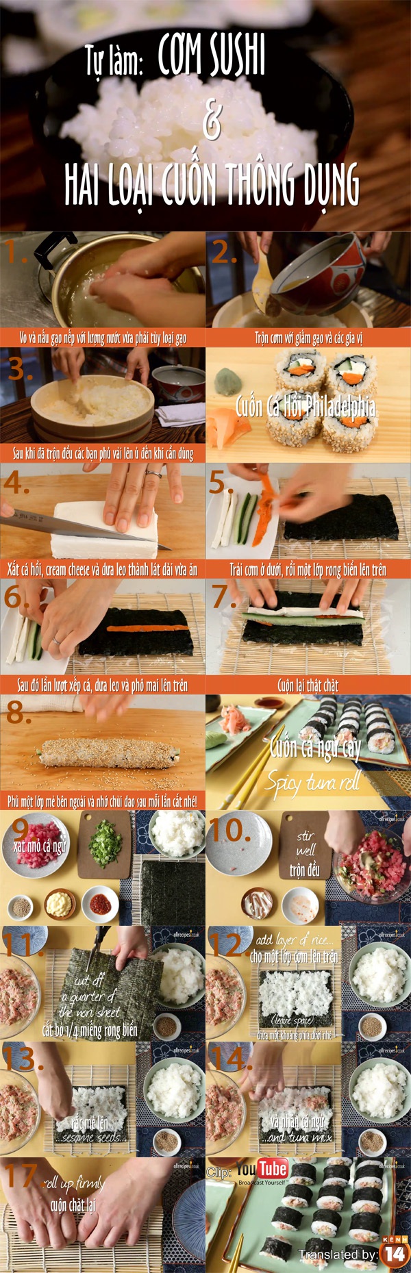 Cách làm cơm sushi và công thức 2 loại sushi ngon tuyệt 1