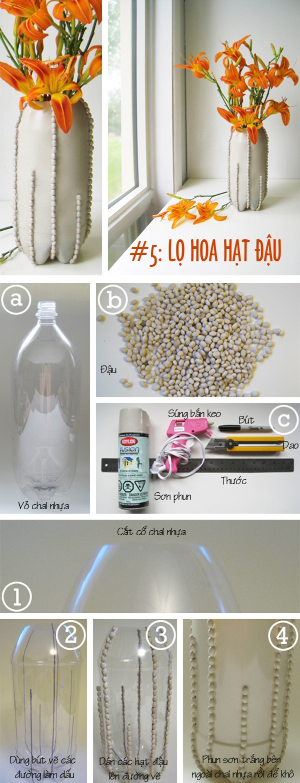 Tái chế chai lọ cũ làm bình cắm hoa cực hay 6