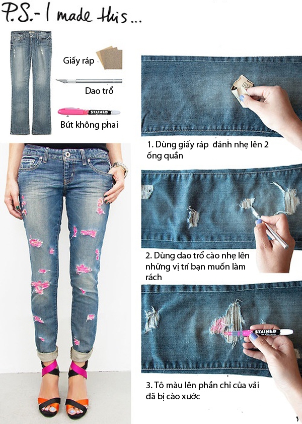 7 cách giản đơn biến hóa cho chiếc quần jeans cũ 3