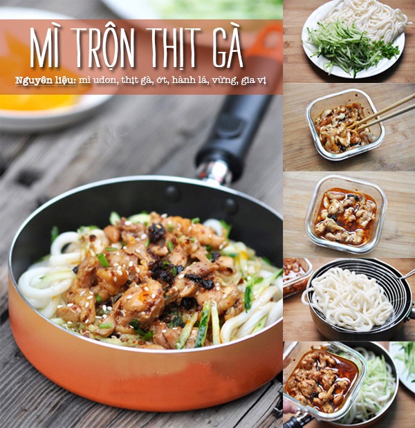 Mì udon trộn thịt gà cho bữa tối chán cơm 1