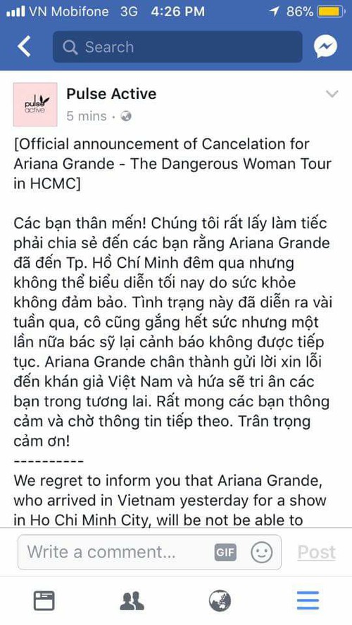 HOT: Đơn vị tổ chức chính thức lên tiếng xác nhận hủy show Ariana Grande - Ảnh 1.