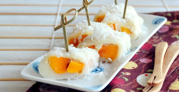 Mới lạ công thức mochi cuộn nhân xoài phủ dừa