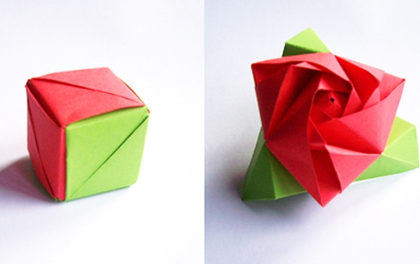 "Bông hồng ma thuật" từ cách gập giấy origami