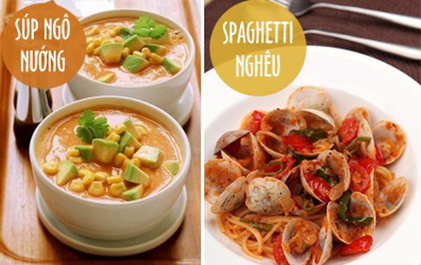 Bỏ túi menu hấp dẫn với spaghetti nghêu và súp ngô nướng