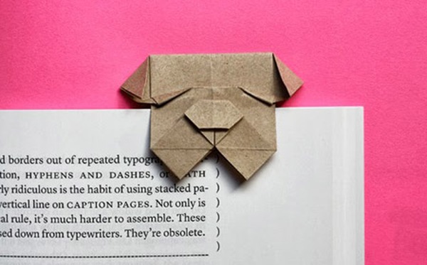 Gấp giấy thành bookmark hình chó Bull siêu đáng yêu