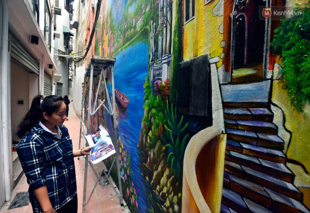Ngắm bức tranh tường 3D phong cảnh góc phố Venice đầy màu sắc trong ngõ nhỏ Hà Nội - Ảnh 4. vẽ tranh tường mầm non