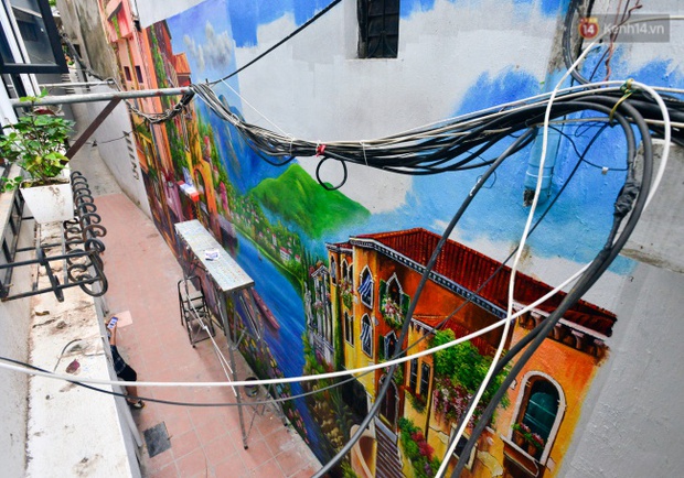 Ngắm bức tranh tường 3D phong cảnh góc phố Venice đầy màu sắc trong ngõ nhỏ Hà Nội - Ảnh 5. vẽ tranh tường mầm non