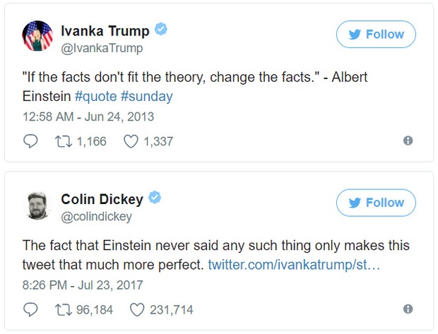Ivanka Trump bị chế nhạo sau khi trích dẫn sai Albert Einstein trên Twitter - Ảnh 2.