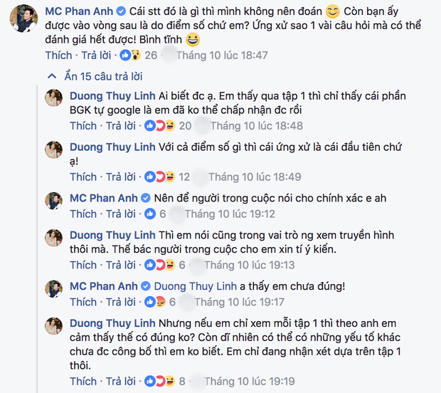 Trước thái độ gay gắt Dương Thùy Linh dành cho Mai Ngô, Phan Anh lên tiếng bảo vệ thí sinh - Ảnh 2. Trước thái độ gay gắt Dương Thùy Linh dành cho Mai Ngô, Phan Anh lên tiếng bảo vệ thí sinh - Ảnh 2.