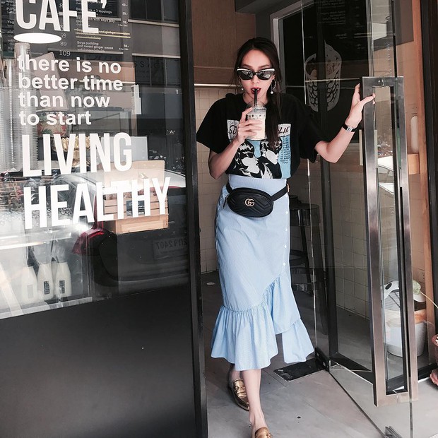 Hết Kendall Jenner, tới lượt sao Việt thi nhau lăng xê cho mốt túi ngang hông - Ảnh 14.