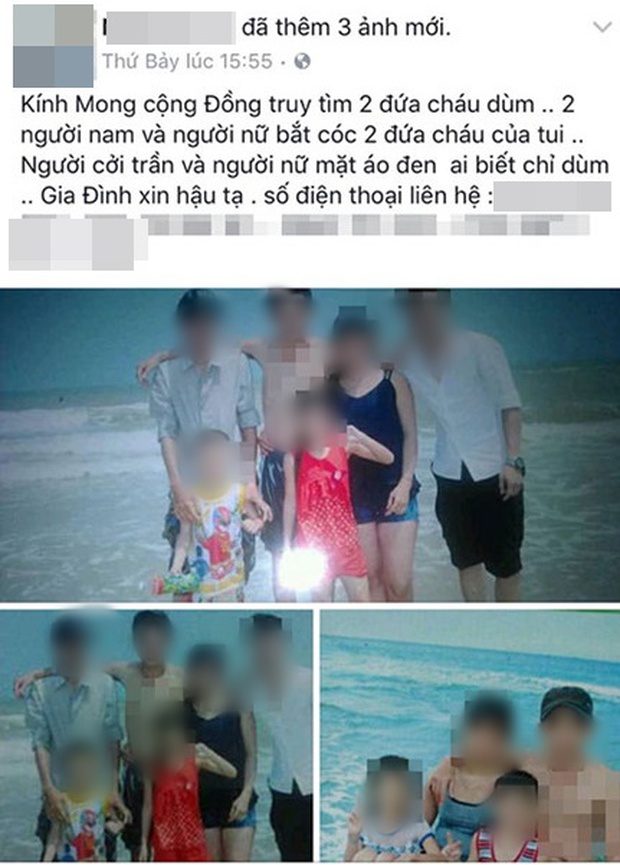 Dòng thông tin liên quan đến việc bắt cóc được đăng tải lên mạng xã hội. Ảnh chụp màn hình.
