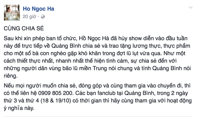 Các sao Việt cũng đang cùng chung tay giúp đỡ đồng bào lũ lụt miền Trung - Ảnh 3. Các sao Việt cũng đang cùng chung tay giúp đỡ đồng bào lũ lụt miền Trung - Ảnh 3.