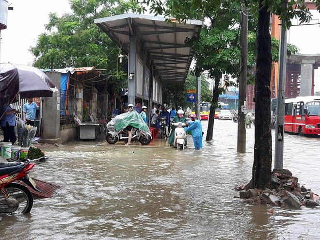 Tin trong nước - Xe 'bơi' trên quốc lộ 32, người ùa ra đường bắt cá sau trận mưa lớn tại Hà Nội (Hình 2).