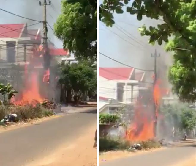 Đăk Lăk: Thanh niên đốt rác đốt luôn cột điện, cả làng xúm lại quay clip đăng lên mạng - Ảnh 2.