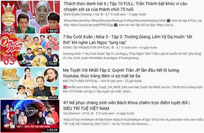 4 TV Show phủ sóng top 10 trending YouTube, show của Quỳnh Trần JP & bé Sa lên hạng chưa đến 24 tiếng - Ảnh 1.