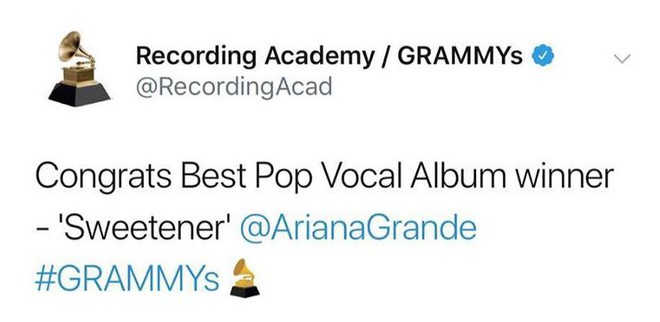 Ariana Grande đã tiên đoán mình sẽ thắng giải Grammy cách đây... 2 ngày? - Ảnh 1.
