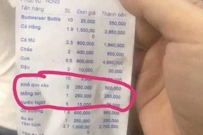 Vụ đĩa mồng tơi xào 250.000 đồng: Phạt nhà hàng 750.000 đồng - Ảnh 1. Vụ đĩa mồng tơi xào 250.000 đồng: Phạt nhà hàng 750.000 đồng - Ảnh 1.