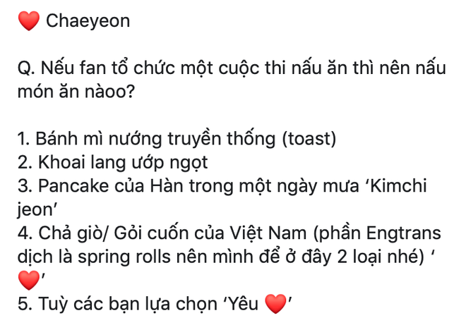 Không ngờ thánh nhảy Chaeyeon của IZ*ONE lại thích món gỏi cuốn Việt Nam đến thế này - Ảnh 3.