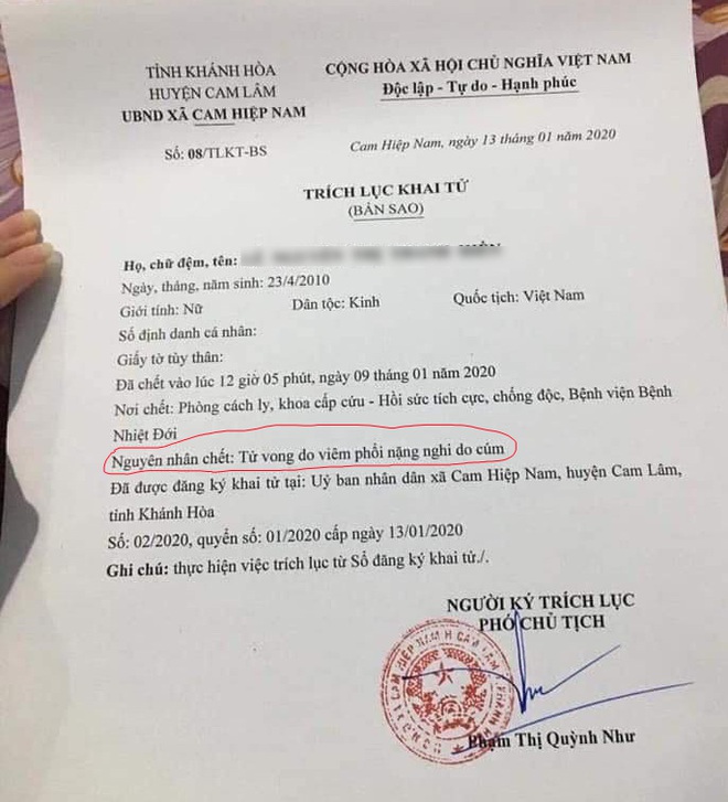 Bé gái 10 tuổi tử vong vì bệnh cúm ở Khánh Hòa không phải do virus corona - Ảnh 2.