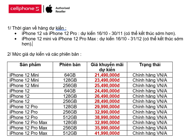 Chi tiết bảng giá iPhone 12 tại thị trường Việt Nam, cao nhất lên đến hơn 43 triệu đồng - Ảnh 3.