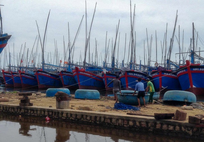 Ngư dân Bình Định tấp nập gia cố tàu thuyền tránh bão số 9 đang vào bờ - Ảnh 3. Ngư dân Bình Định tấp nập gia cố tàu thuyền tránh bão số 9 đang vào bờ - Ảnh 3.