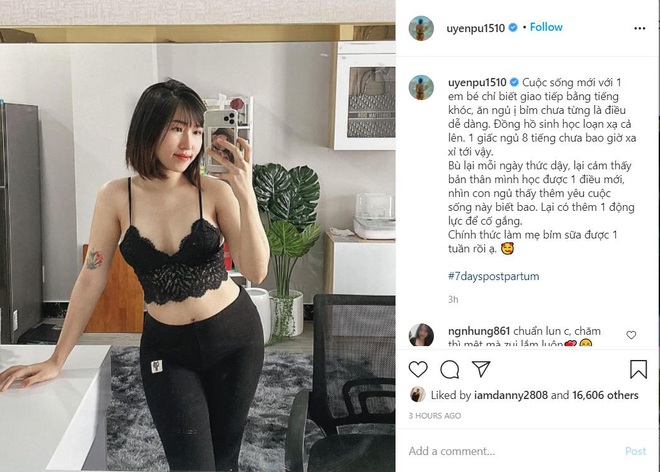 Uyên Pu trải lòng sau 7 ngày làm mẹ, dân tình chỉ chằm chằm vào thân hình quá đáng ngưỡng mộ - Ảnh 1. Uyên Pu trải lòng sau 7 ngày làm mẹ, dân tình chỉ chằm chằm vào thân hình quá đáng ngưỡng mộ - Ảnh 1.