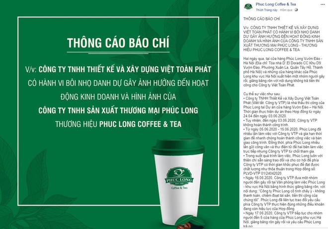 Phúc Long lên tiếng việc bị tố không thanh toán tiền thi công cho nhà thầu - Ảnh 2.