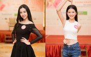 Thí sinh Hoa hậu Việt Nam tự tin khoe thân hình chuẩn với thử thách "vòng tay chạm rốn"