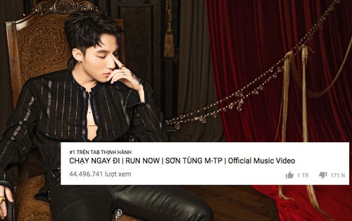 MV "Chạy ngay đi" của Sơn Tùng M-TP trở lại #1 trending, đạt 1 triệu lượt like trên Youtube chỉ sau 5 ngày ra mắt