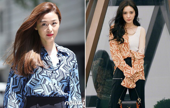 Cùng diện 1 chiếc áo, Dương Mịch ghi điểm ở cách mix nhưng vẫn thua kém Jeon Ji Hyun về thần thái