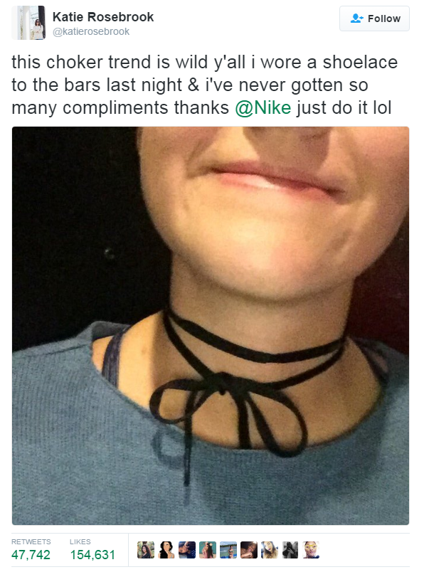 Vì tiết kiệm, cô nàng này đã lấy dây giày làm vòng cổ choker và gây sốt khắp Internet - Ảnh 8. Vì tiết kiệm, cô nàng này đã lấy dây giày làm vòng cổ choker và gây sốt khắp Internet - Ảnh 8.