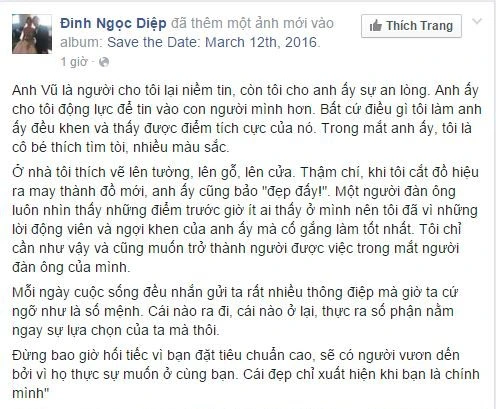 Đinh Ngọc Diệp chia sẻ lí do trở thành vợ Victor Vũ - Ảnh 2.